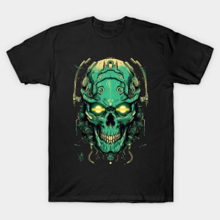 Rocking the retro skull on spruce green T-Shirt